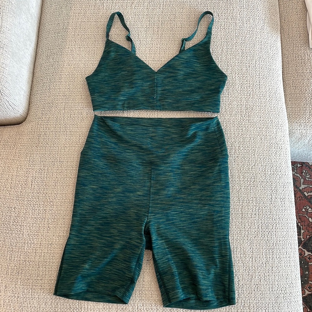 Outdoor voices bra and biker short set